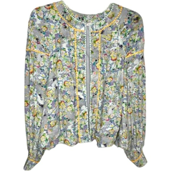 Blank London for Anthropologie Open Floral Watercolor Jacket - Multi - M - Picture 1 of 10